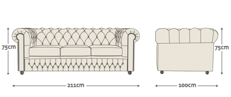 Dimensions for Chesterfield Sofa Bed