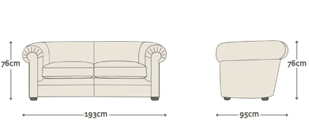 Dimensions for Austen 3 Seater Sofa