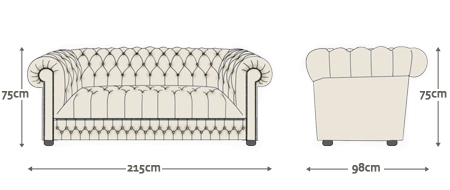 Dimensions for Cromwell 3 Seater Sofa