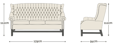 Dimensions for Darwin 3 Seater Sofa
