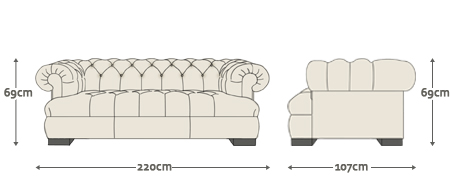 Dimensions for Drake 3 Seater Sofa