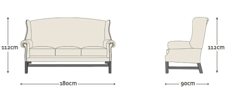 Dimensions for Drummond 3 Seater Sofa