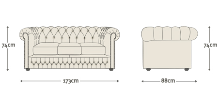 Dimensions for Fleming 3 Seater Sofa