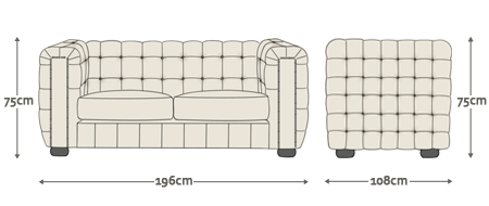 Dimensions for Kingsley 3 Seater Sofa