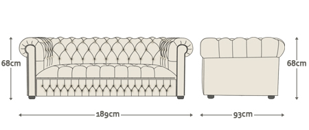 Dimensions for Linwood 3 Seater Sofa