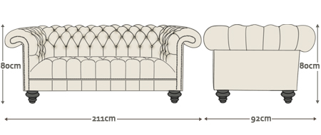 Dimensions for Nelson 3 Seater Sofa