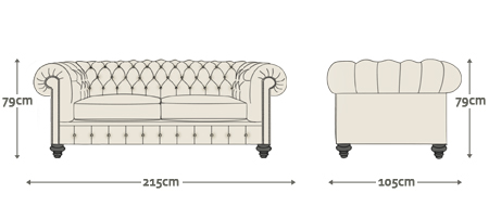 Dimensions for Raleigh 3 Seater Sofa