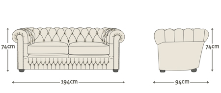 Dimensions for Shackleton 3 Seater Sofa